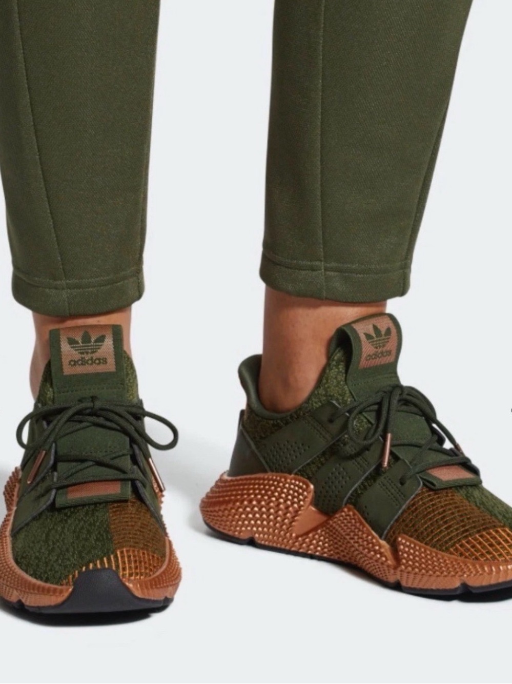 adidas Olive Green and Copper Athletic Sneakers